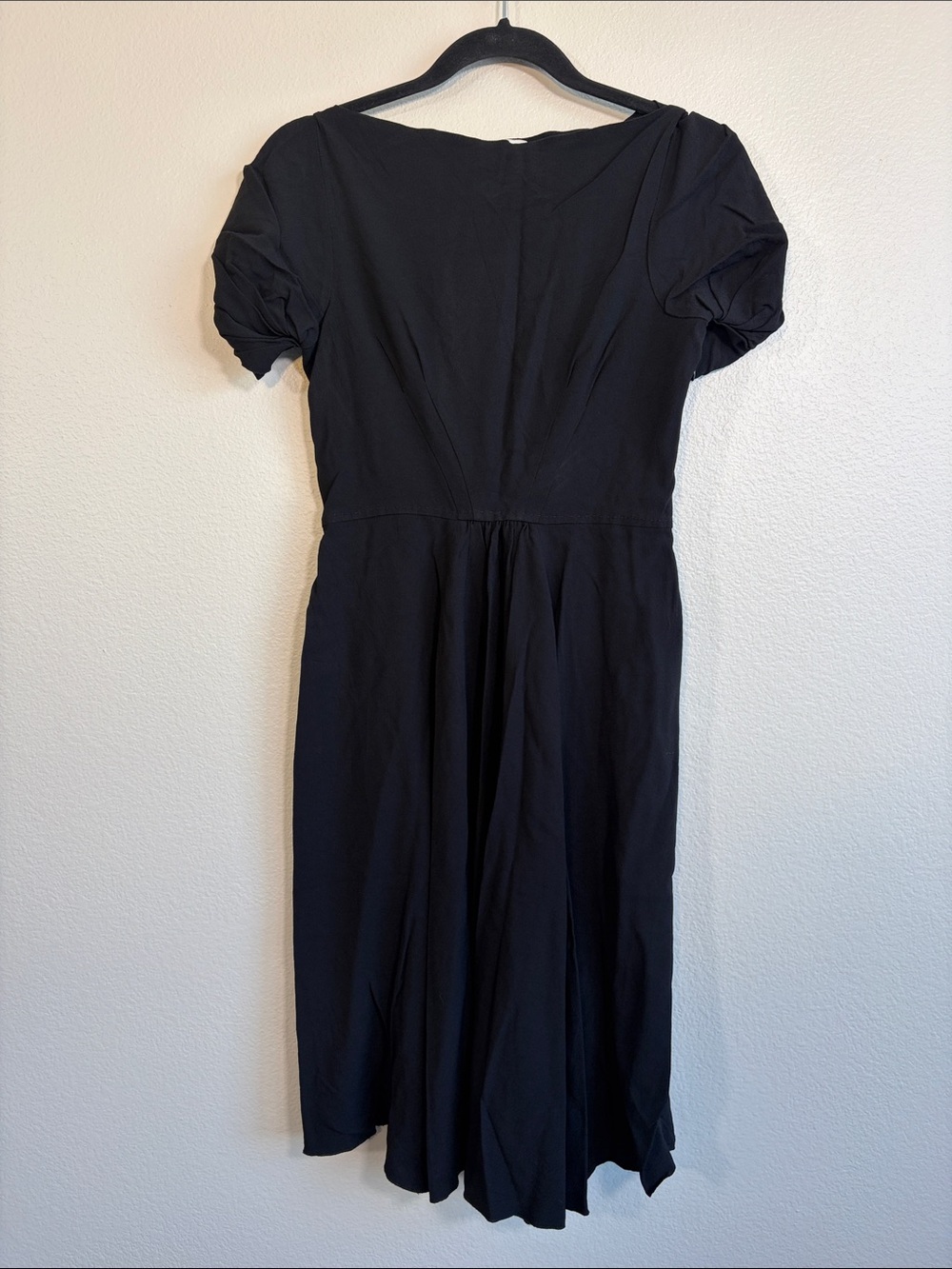 Vintage Prada Boat Neck Fit and Flare Short Sleeve Black Dress - IT 42 (US 6)